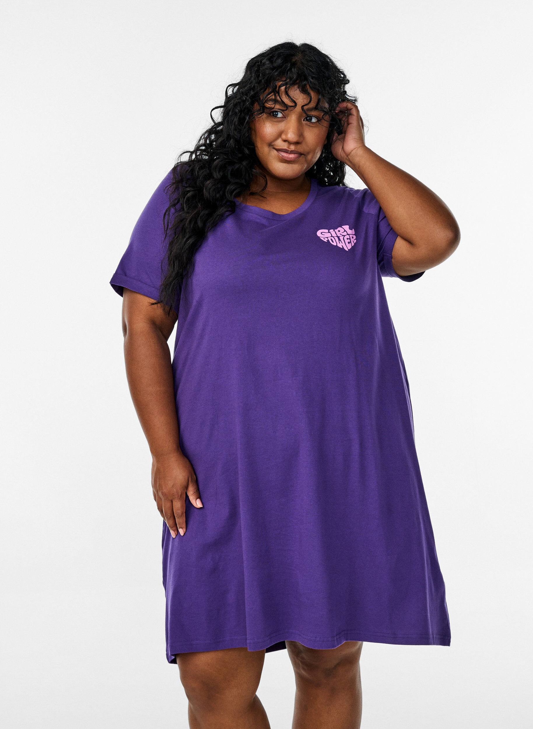 ZizziLyhythihainen y&ouml;paita luomupuuvillaa, Violetti, Model image number 0