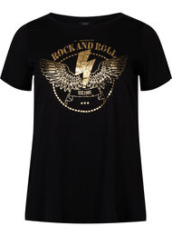 Lyhythihainen puuvillainen t-paita painatuksella, Black Rock