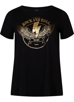 Lyhythihainen puuvillainen t-paita painatuksella, Black Rock, Packshot image number 0