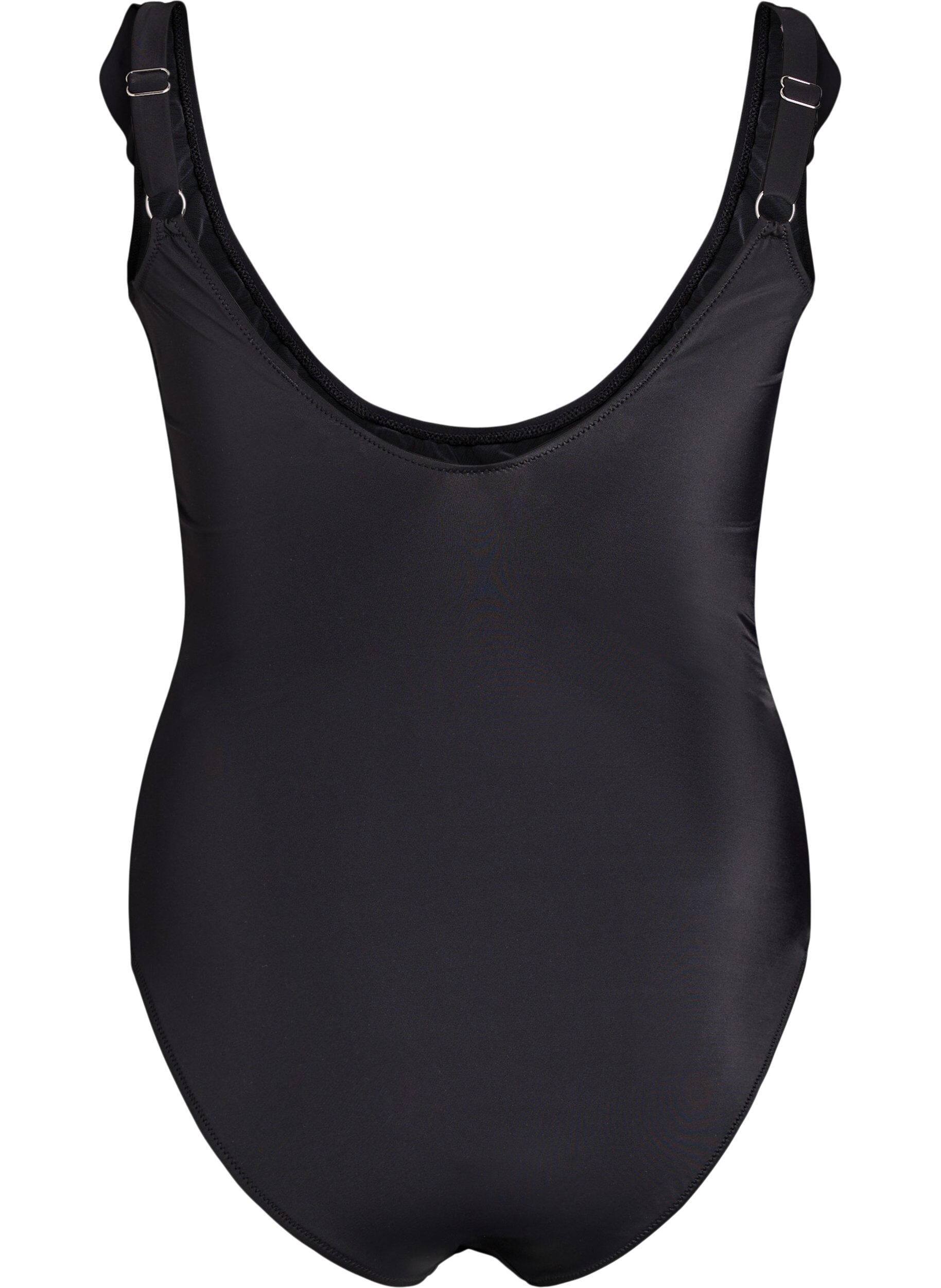 Zizzi Uimapuku, jossa r&ouml;yhel&ouml;t ja irrotettavat toppaukset, Musta, Packshot image number 1