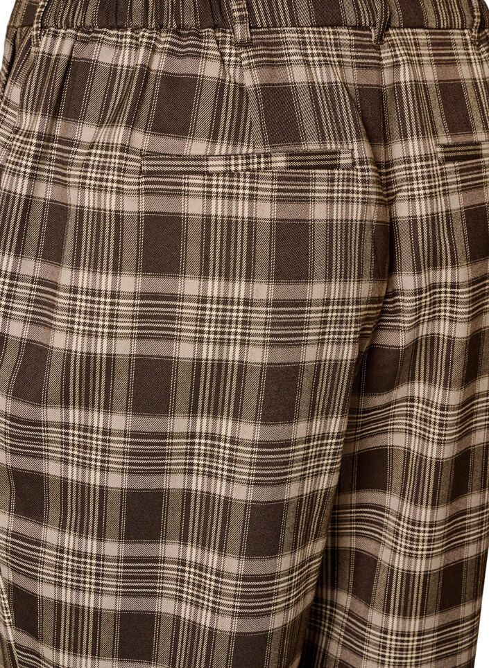 Ruudulliset, leve&auml;lahkeiset housut, Ruskea, Packshot image number 3