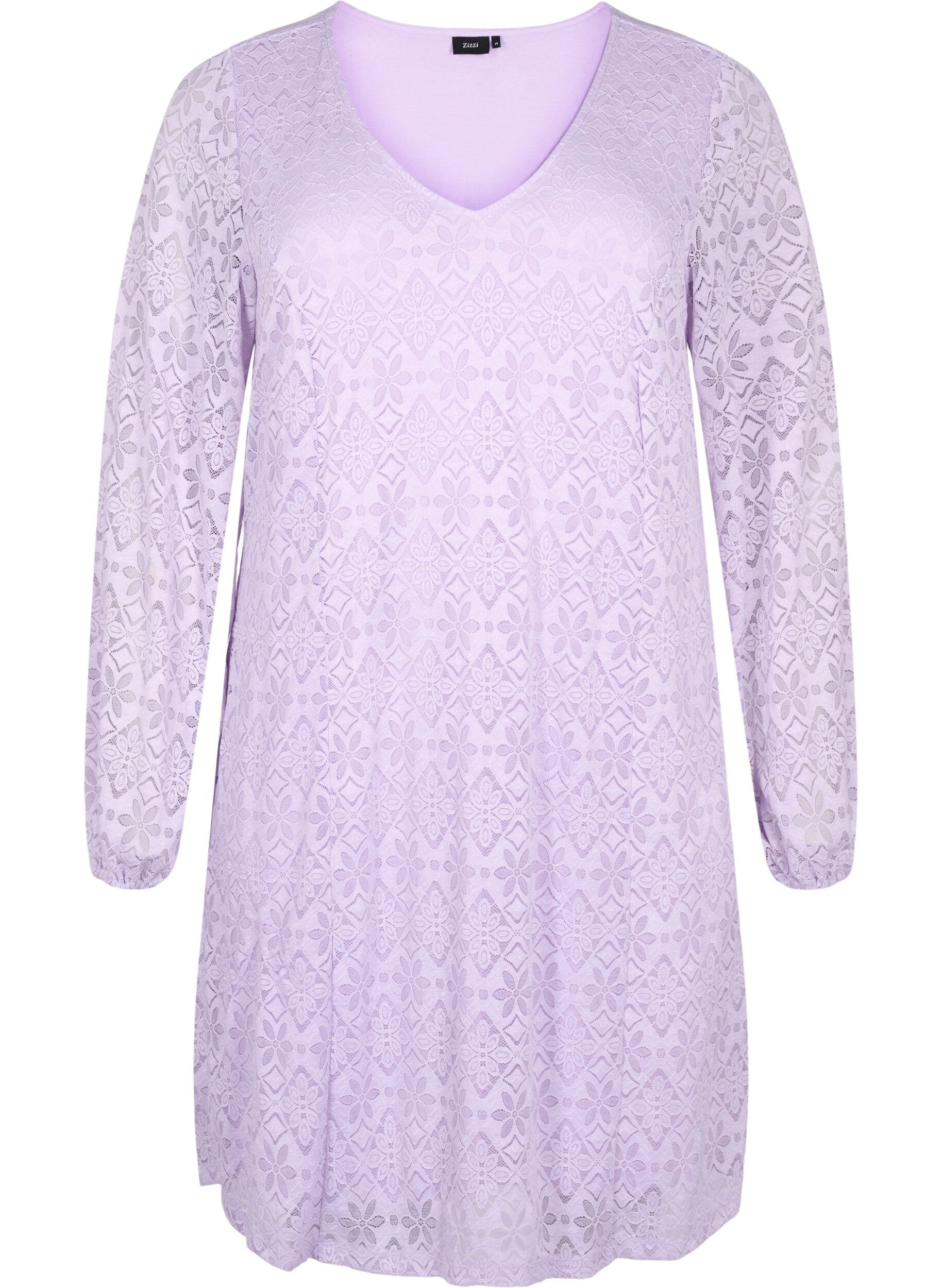 ZizziPitk&auml;hihainen pitsimekko v-p&auml;&auml;ntiell&auml;, Pastel Lilac, Packshot image number 0