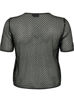 Verkkokankainen pusero lyhyillä hihoilla, Black, Packshot image number 1