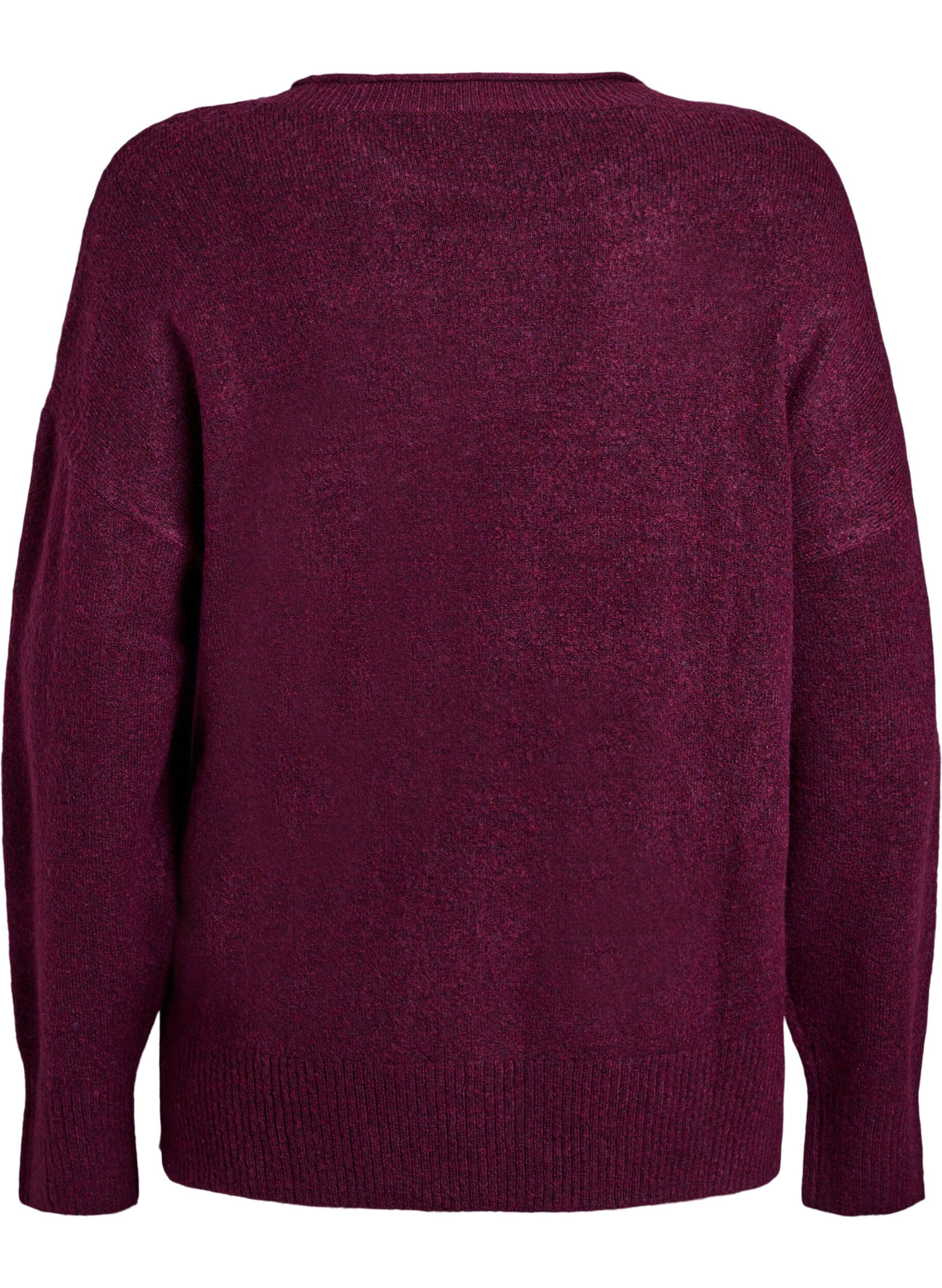 Zizzi Neulepusero, jossa V-muotoinen ribikuvio ja halkiot, Violetti, Packshot image number 1