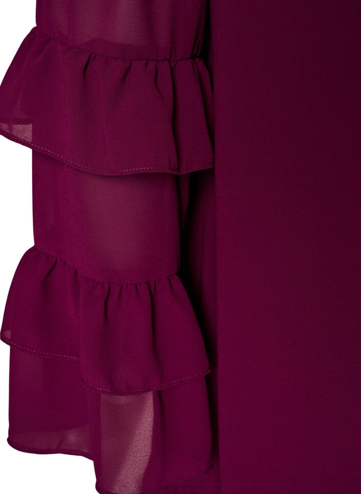 Lyhyt mekko l&auml;pikuultavilla r&ouml;yhel&ouml;hihoilla, Violetti, Packshot image number 3