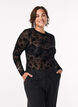 Mesh-pusero kukkakuviolla, Musta, Model image number 0