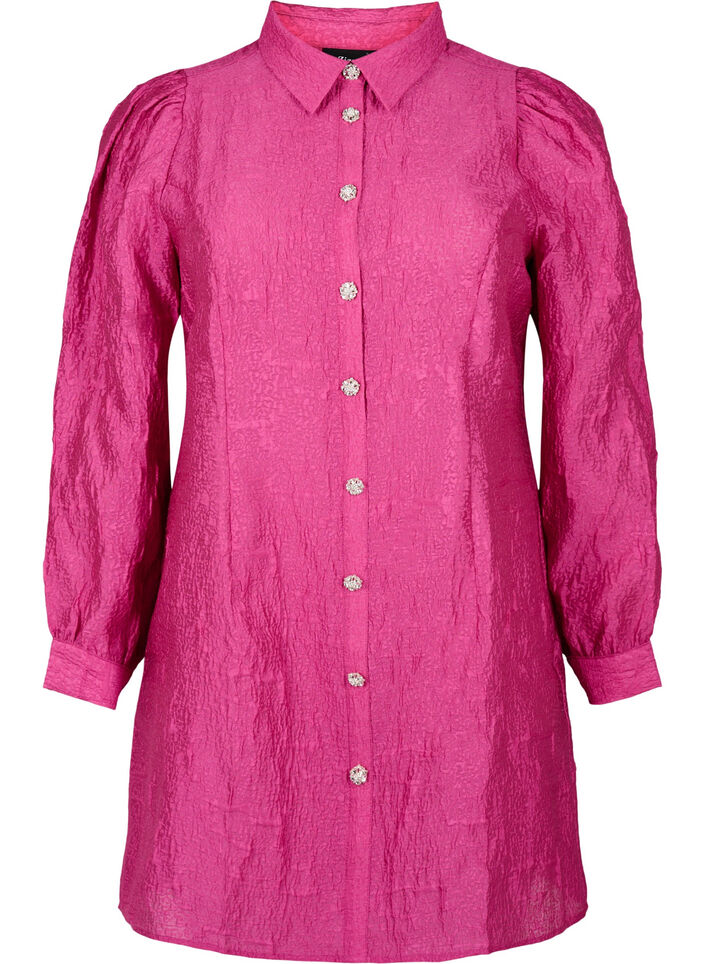 Tekstuurilla ja helmipainikkeilla varustettu paitamekko, Cactus Flower, Packshot image number 0