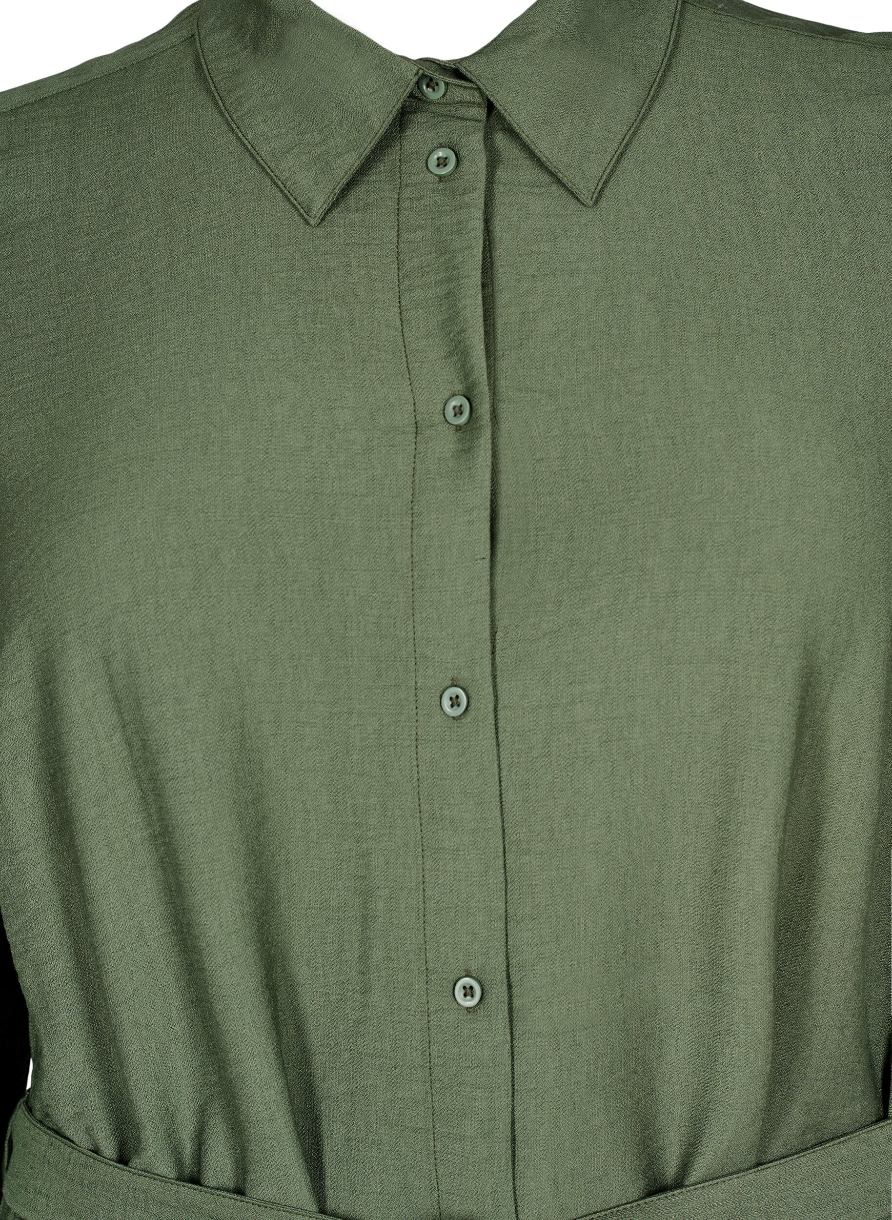 Zizzi Paitamekko solmittavalla vy&ouml;ll&auml; ja pitk&auml;t hihat, Vihre&auml;, Packshot image number 2