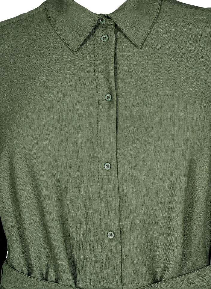 Paitamekko solmittavalla vyöllä ja pitkät hihat, Vihreä, Packshot image number 2