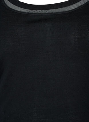 Pehmeä villainen aluspaita mesh-reunuksella , Black, Packshot image number 2