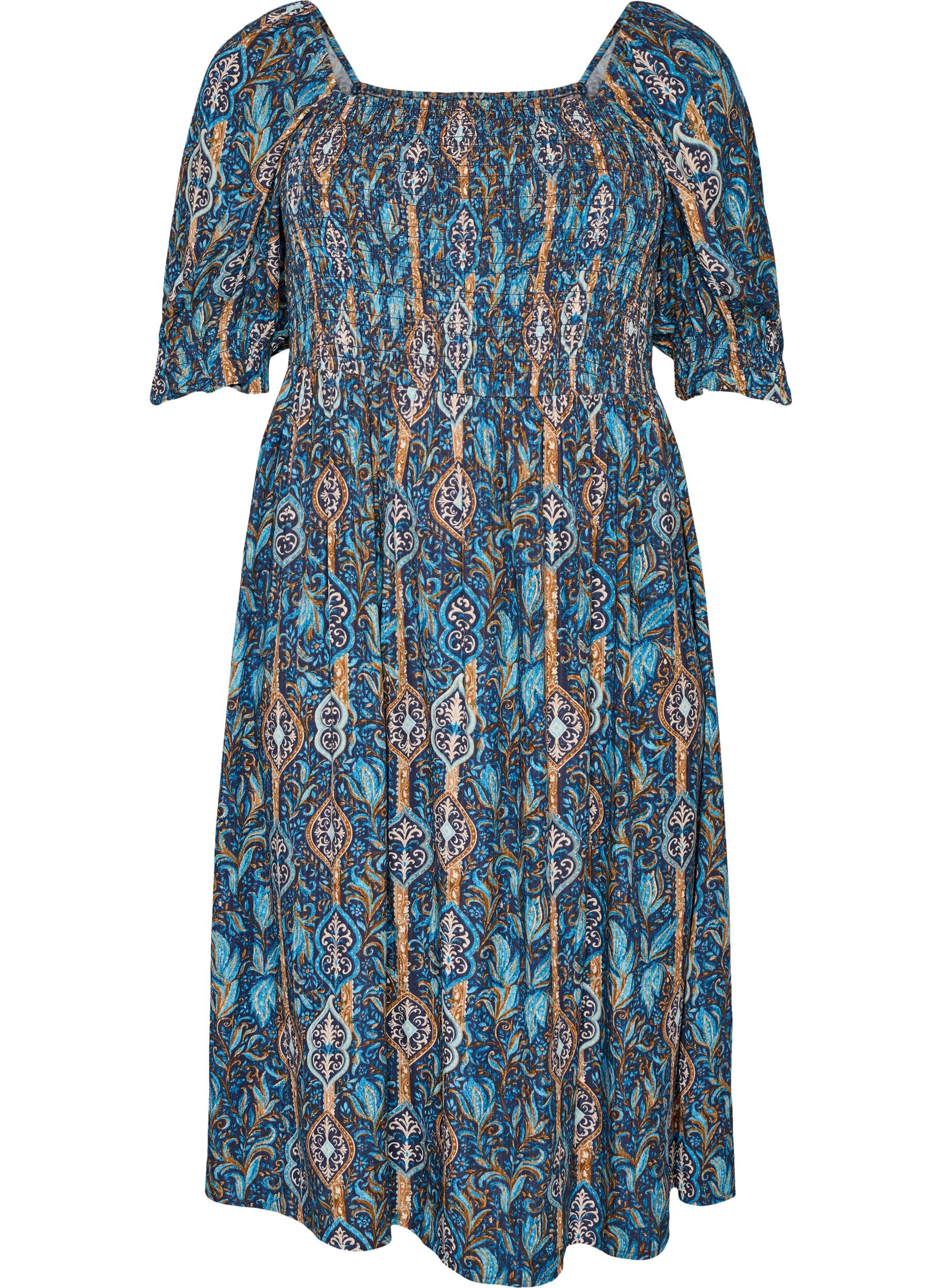 ZizziKes&auml;mekko viskoosista paisley-kuosilla, Sininen, Packshot image number 0