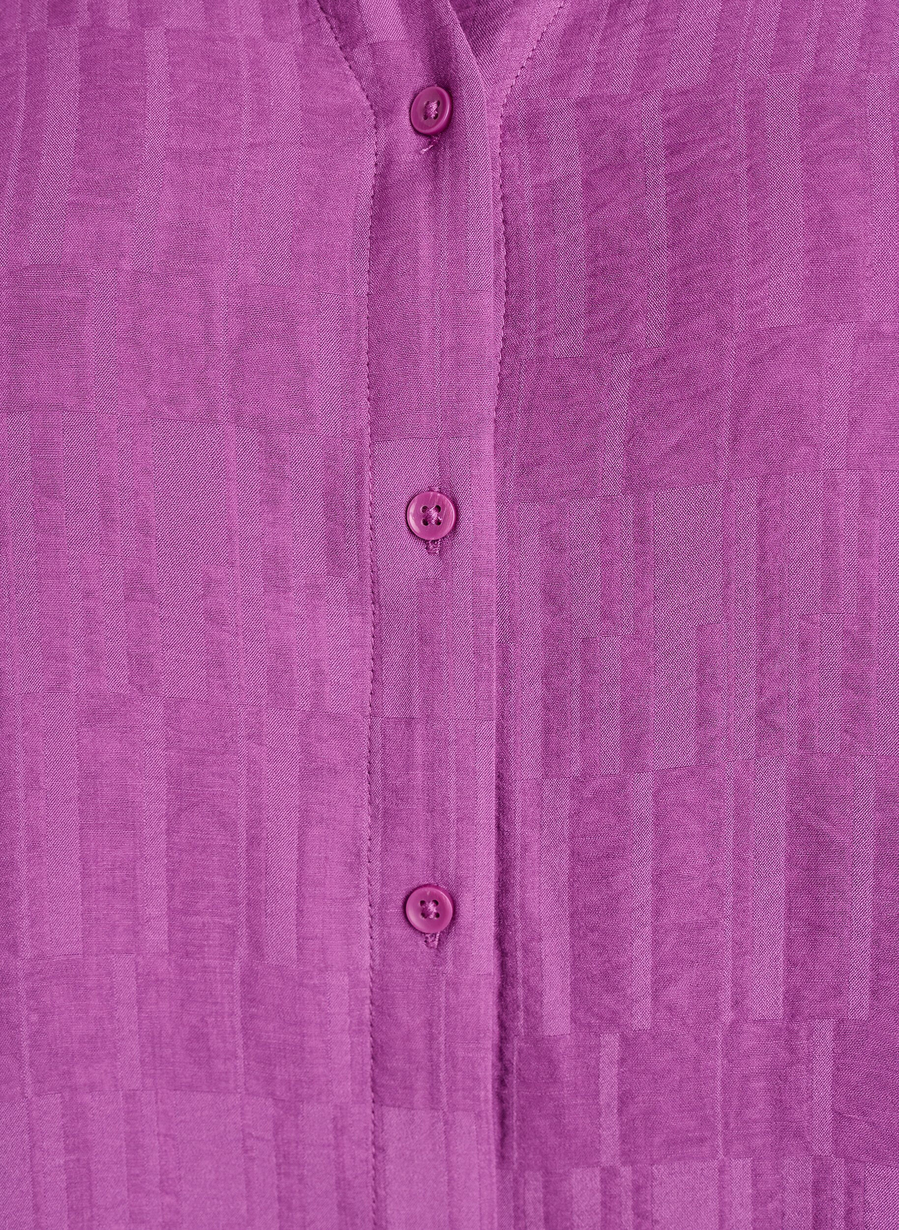 Zizzi Rento paita tekstuurilla ja V-p&auml;&auml;ntiell&auml;, Violetti, Packshot image number 2