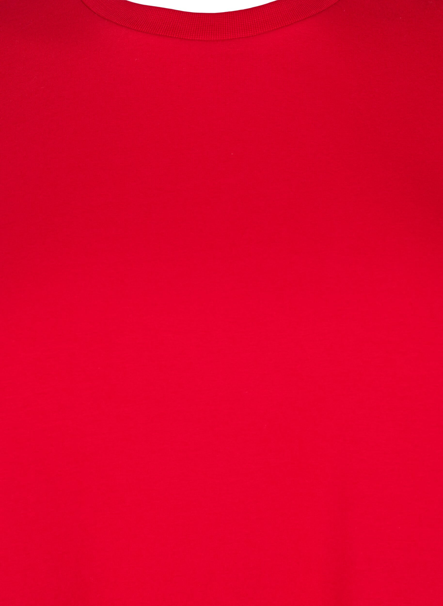 Zizzi T-paita luomupuuvillasta py&ouml;re&auml;ll&auml; kaula-aukolla, Salsa, Packshot image number 2