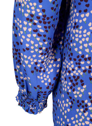 FLASH – Pitkähihainen smokattu ja kuviollinen pusero, Dazzling Blue AOP, Packshot image number 3