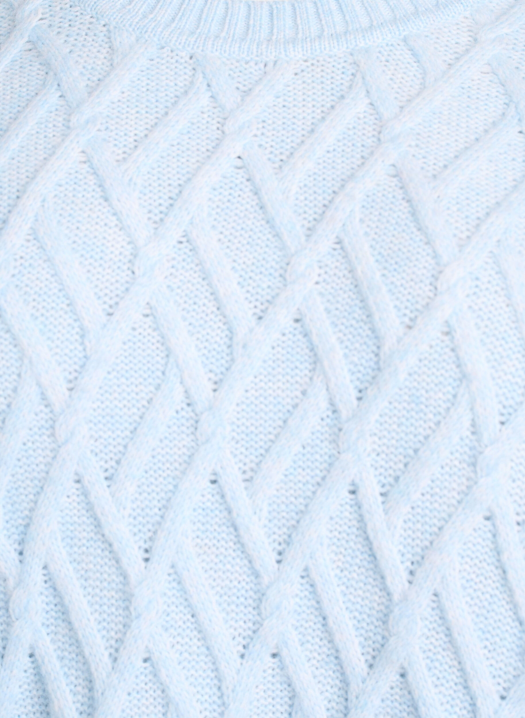 Zizzi Neulepusero palmikkokuviolla ja py&ouml;re&auml;ll&auml; kaula-aukolla., Sininen, Packshot image number 2