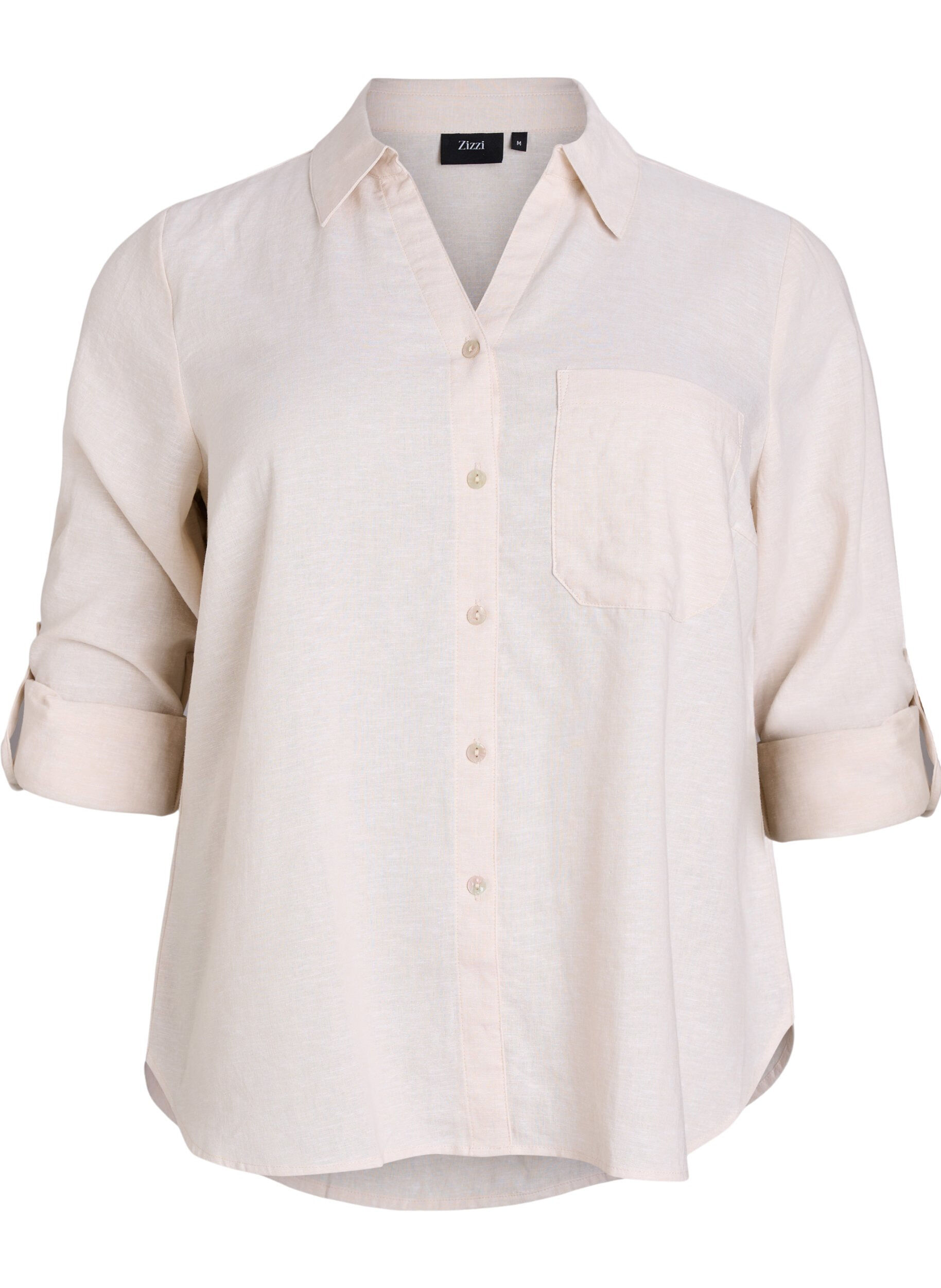 ZizziPaita pellavaa ja viskoosia, 3/4-hihoilla, Beige, Packshot image number 0