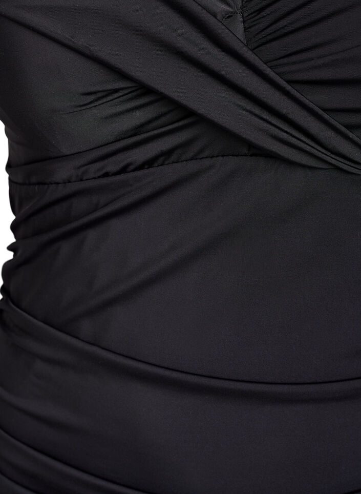 Kaariollinen uimapuku rypytysdetaljilla, Musta, Packshot image number 2