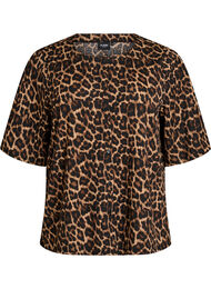 Lyhythihainen pusero tekstuurilla ja nappikiinnityksell&auml;, Musta