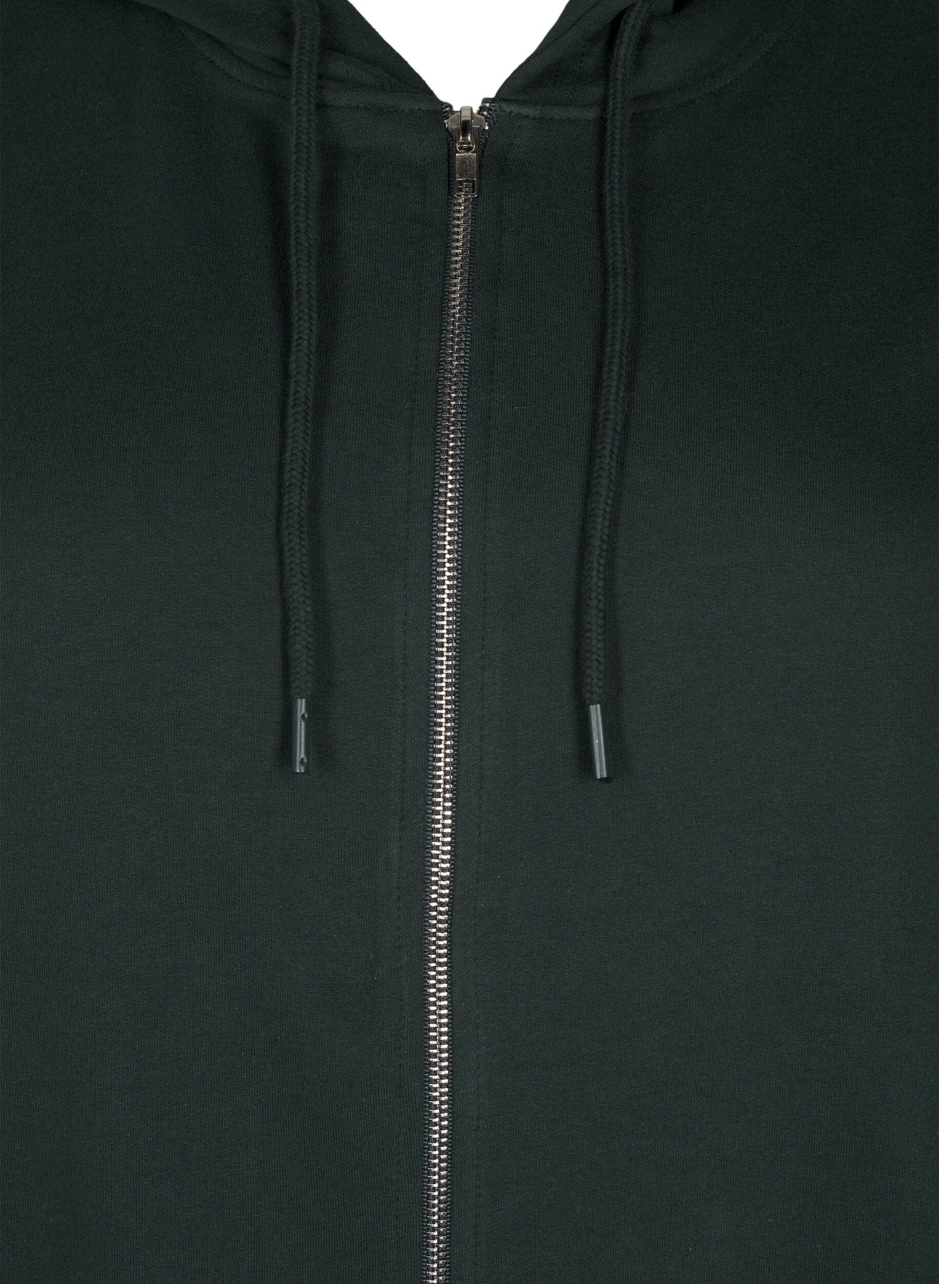 Zizzi Pitk&auml; puuvillainen college-neuletakki hupulla, Vihre&auml;, Packshot image number 2