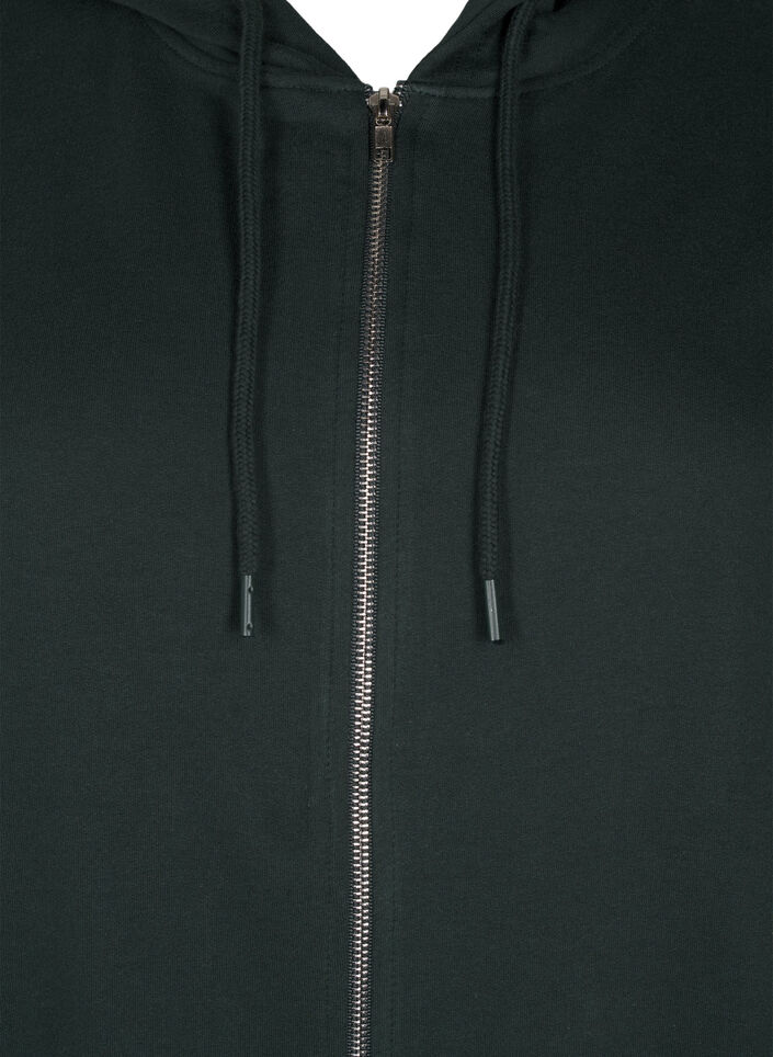 Pitkä puuvillainen college-neuletakki hupulla, Vihreä, Packshot image number 2