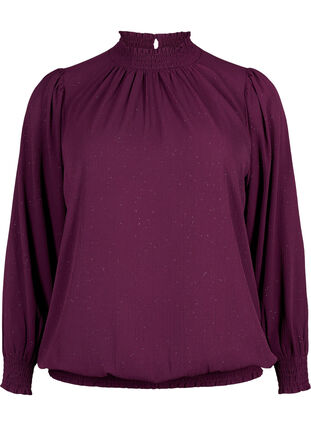 FLASH - Pitkähihainen pusero, jossa on smokkaus ja kimalletta.	, Purple w. Silver, Packshot image number 0