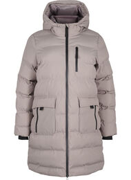 Puffer-takki hupulla ja taskuilla, Beige