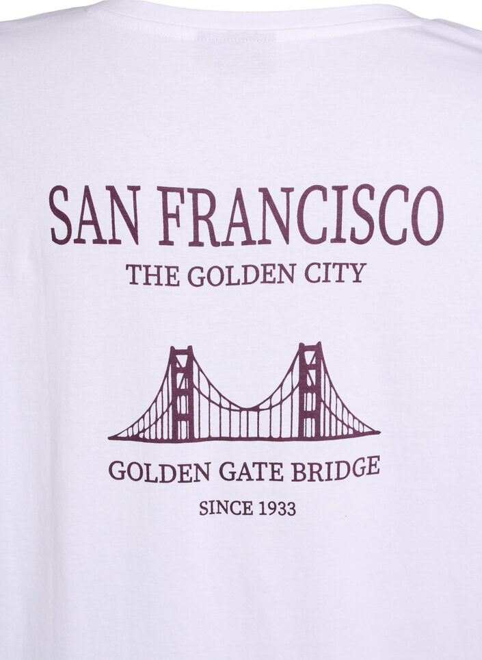 Pitkä yö-T-paita luomupuuvillasta printillä, Valkoinen, Packshot image number 3