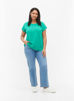 Lyhythihainen t-paita puuvillasekoitteesta, Emerald Green, Model image number 2