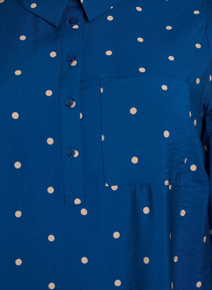 Lyhyt mekko kauluksella ja rintataskulla, Sininen, Packshot image number 2