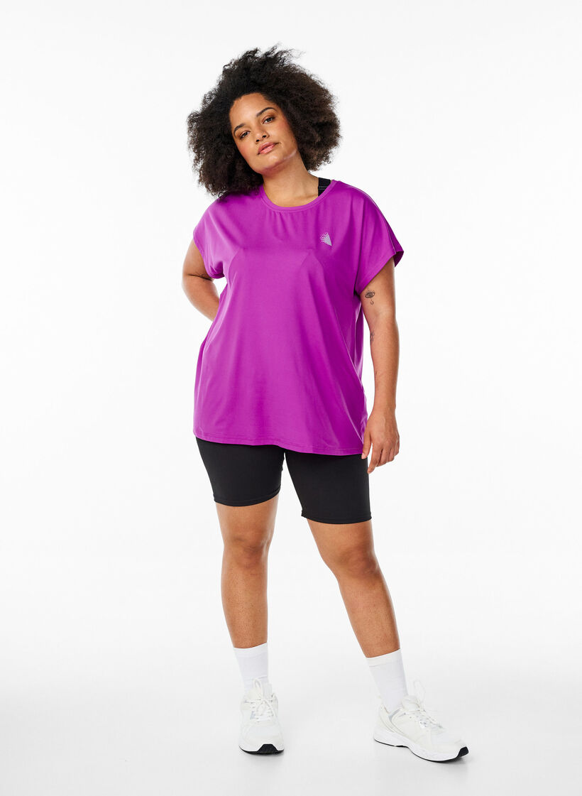 Yksiv&auml;rinen treeni-T-paita, Violetti, Model image number 1