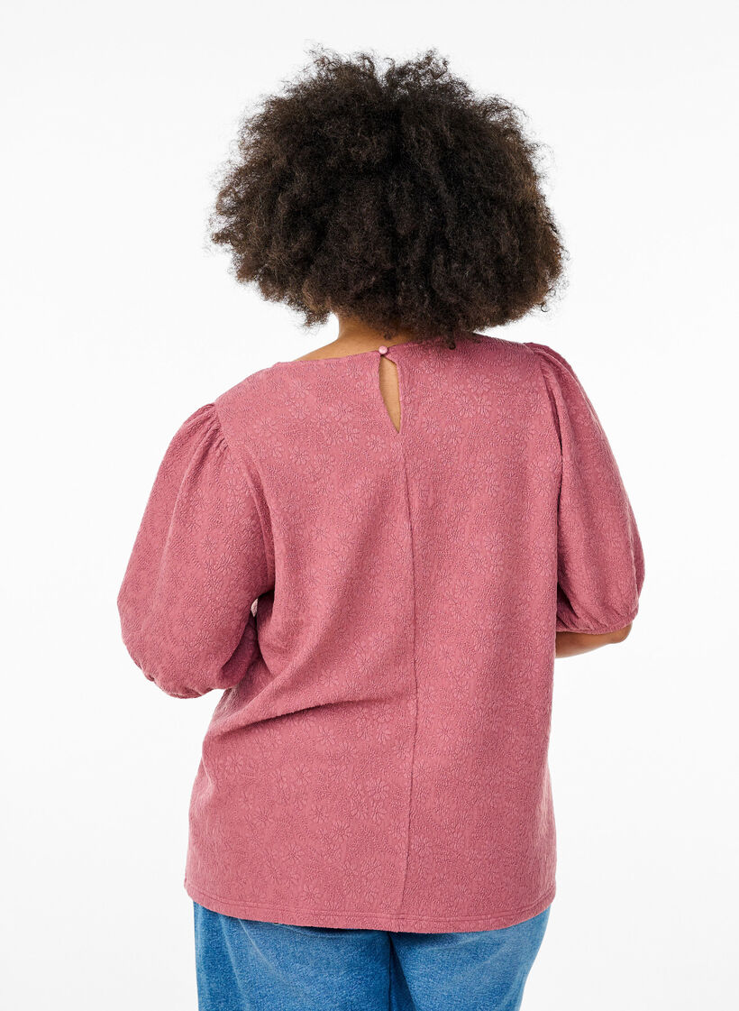 Strukturoitu lyhythihainen pusero, Punainen, Model image number 2
