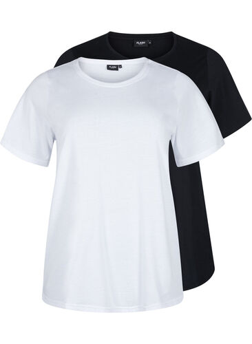 FLASH - 2 kpl t-paitoja pyöreällä pääntiellä , White/Black, Packshot image number 0