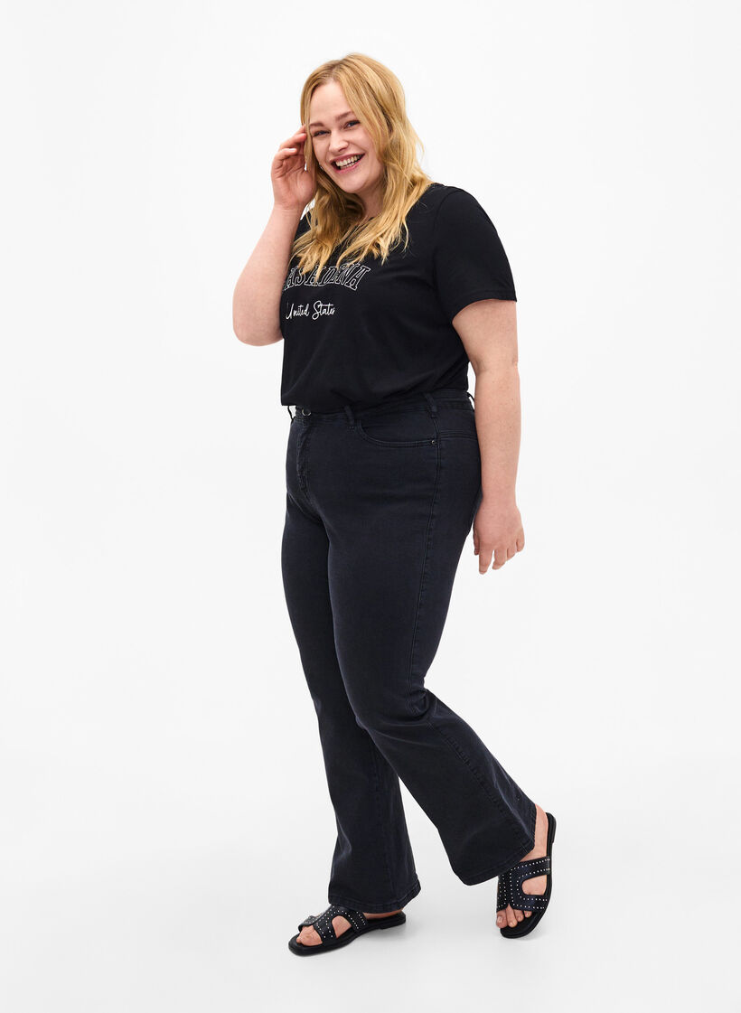 Puuvillainen T-paita tekstillä, Black W. Pasadena, Model image number 2