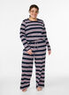 Pitk&auml;hihainen y&ouml;paita ribatusta jerseyst&auml;, jossa on raitoja, Sininen, Model image number 1