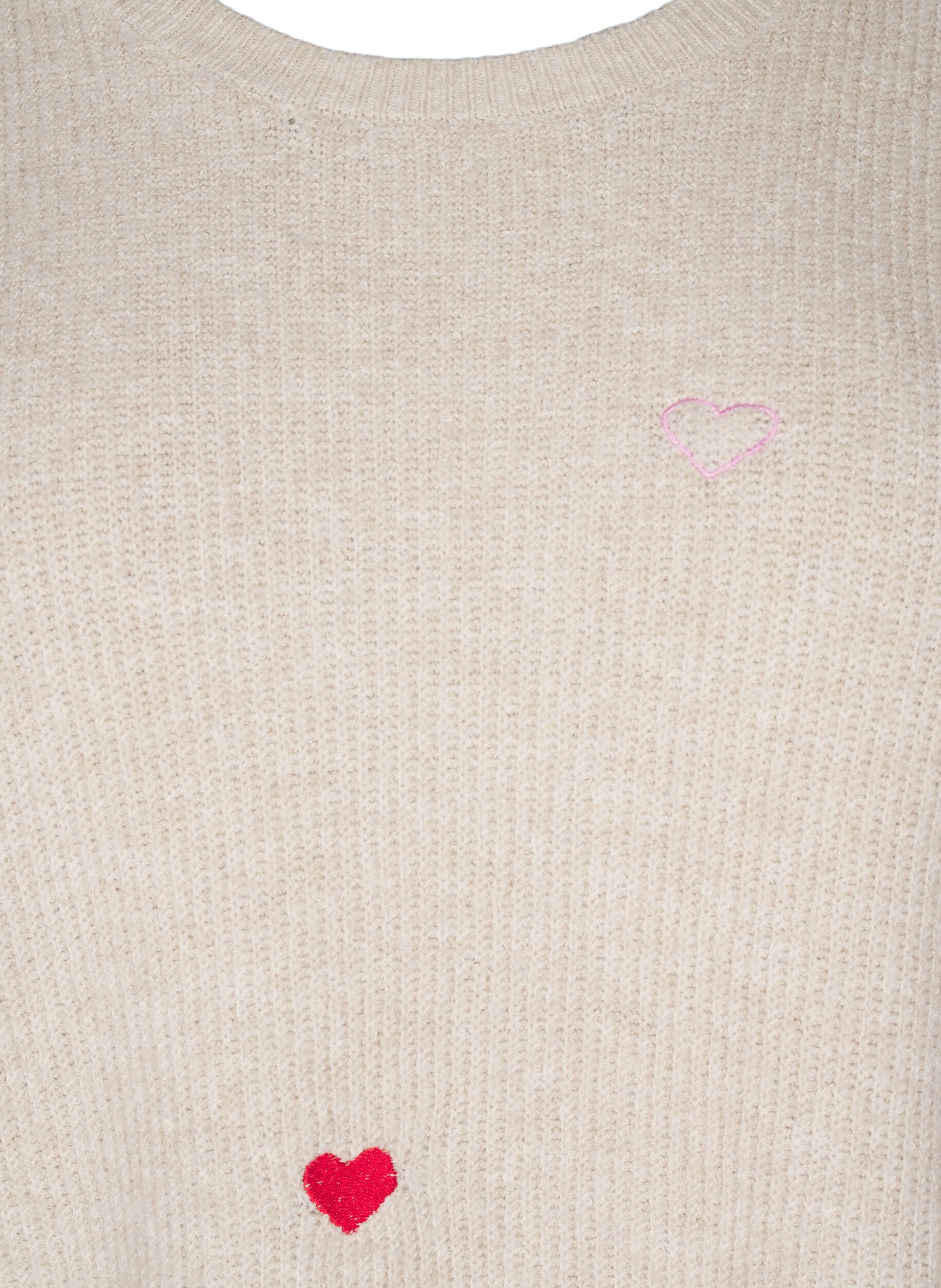 Zizzi Syd&auml;nkuvioitu neulepusero 3/4-hihoilla, Beige, Packshot image number 2