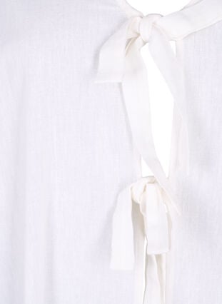 Puuvilla-pellavasekoitepusero 3/4-hihoilla, Bright White, Packshot image number 2
