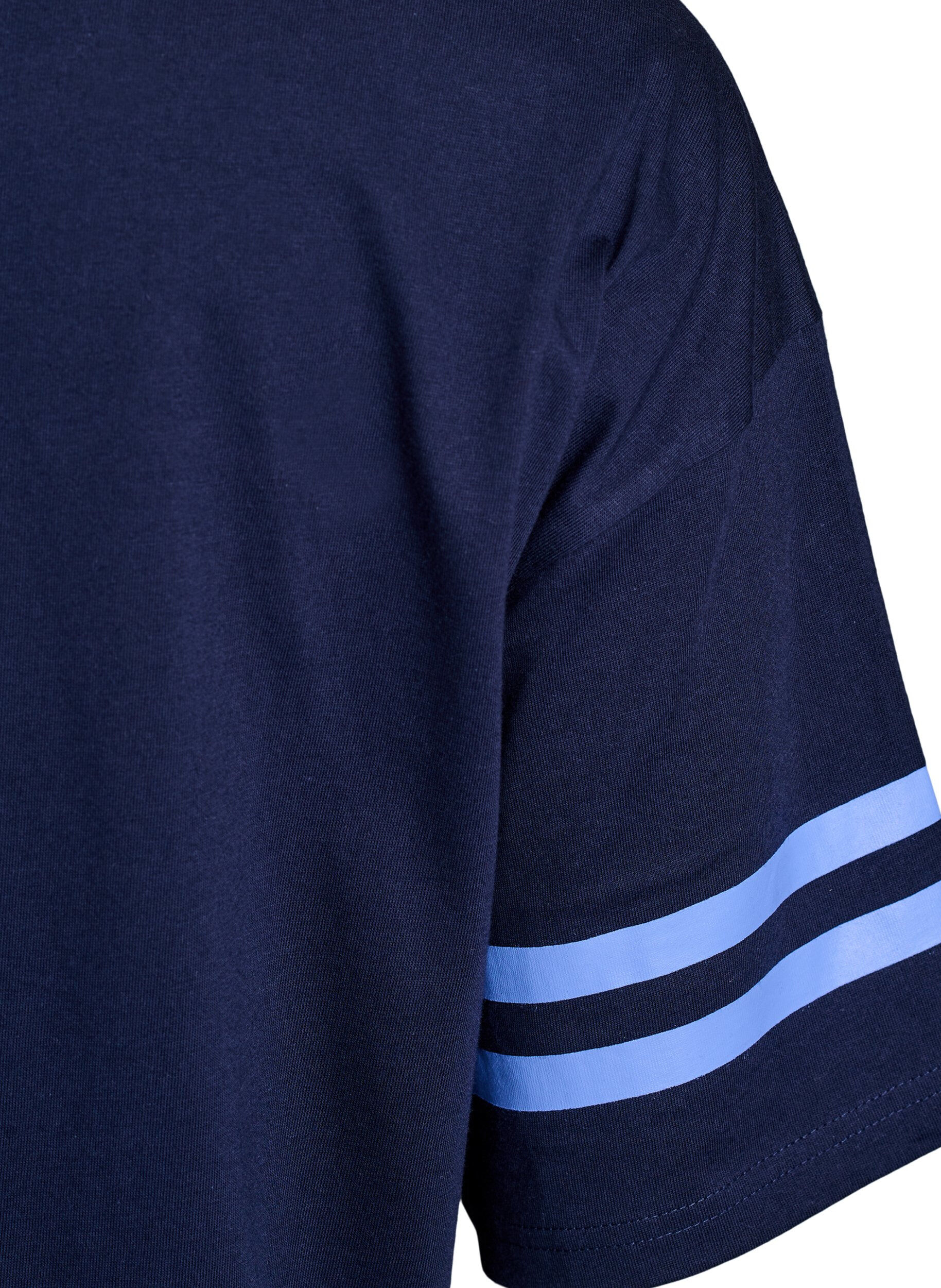 Zizzi Sporttinen oversize-kokoinen college-T-paita, Sininen, Packshot image number 3