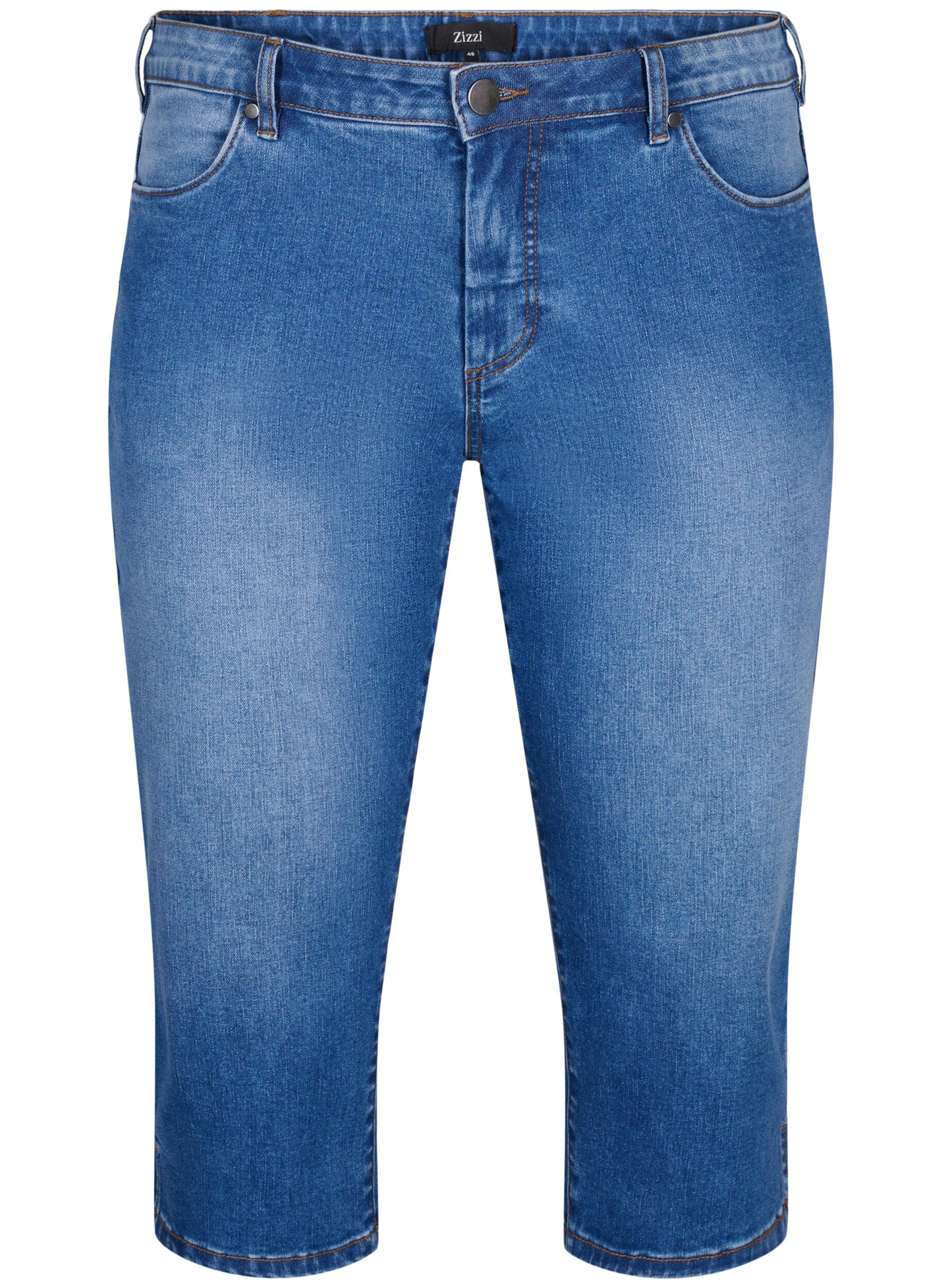 Zizzi Kapeat Emily-farkkucaprit, Blue Denim, Packshot image number 0