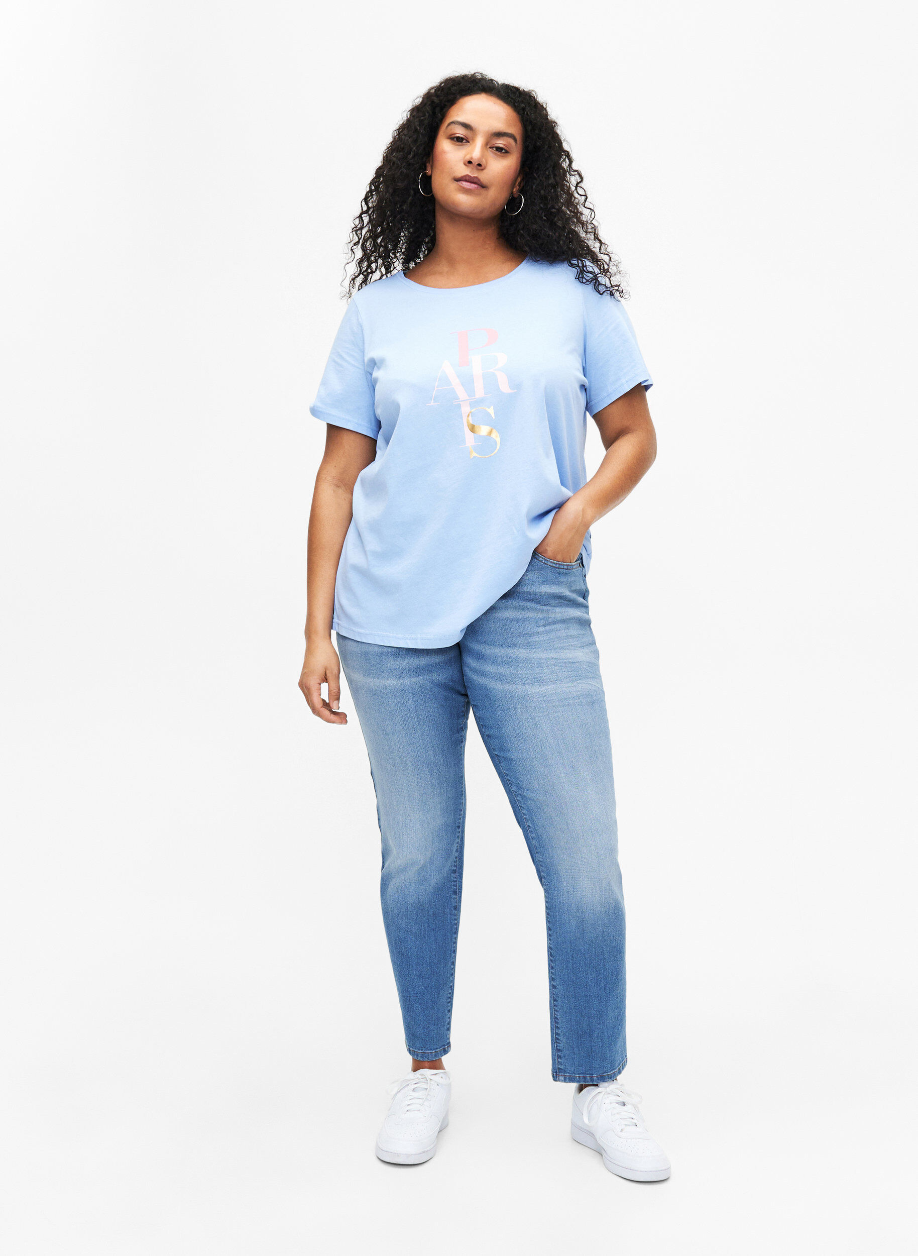 Zizzi Puuvillainen T-paita tekstipainatuksella, Serenity w. Paris, Model image number 2