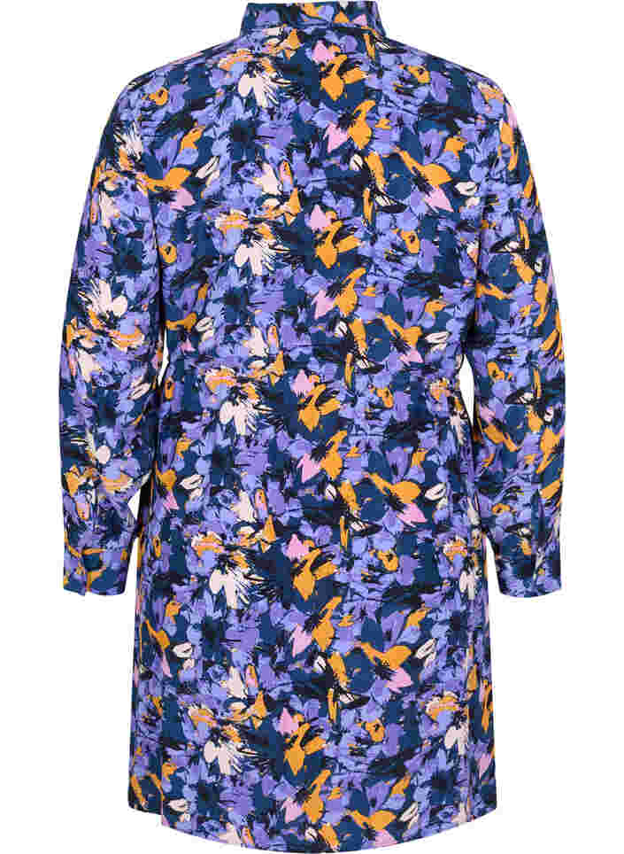 Kukallinen paitamekko viskoosista, Purple Flower AOP, Packshot image number 1