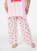 Pyjamahousut pehme&auml;st&auml; jersey-materiaalista, korkea vy&ouml;t&auml;r&ouml; ja hedelm&auml;kuosi, Vaaleanpunainen, Model image number 2