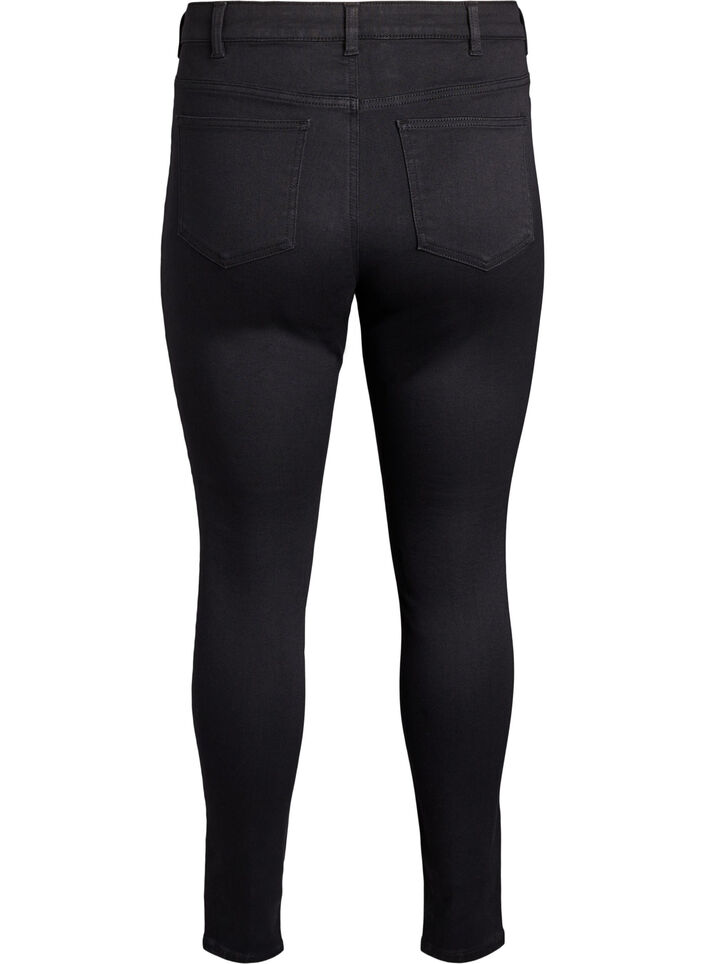 Super slim Amy-farkut korkealla vy&ouml;t&auml;r&ouml;ll&auml;, Musta, Packshot image number 1