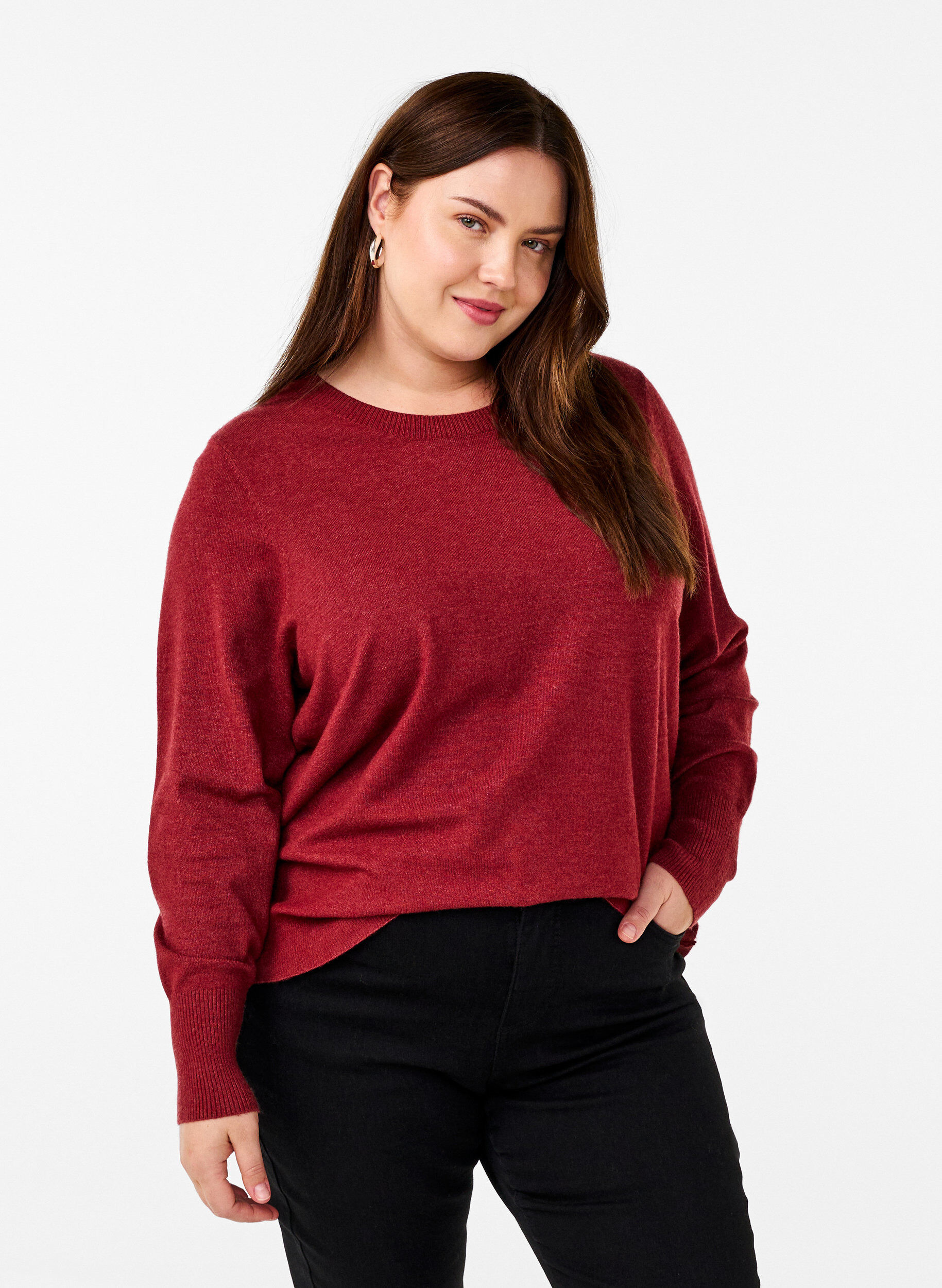 Neulepusero, jossa on py&ouml;re&auml; p&auml;&auml;ntie, Punainen, Model