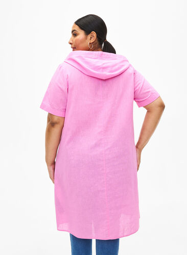 Puuvillan ja pellavan sekoitteesta valmistettu hupullinen mekko, Rosebloom, Model image number 1