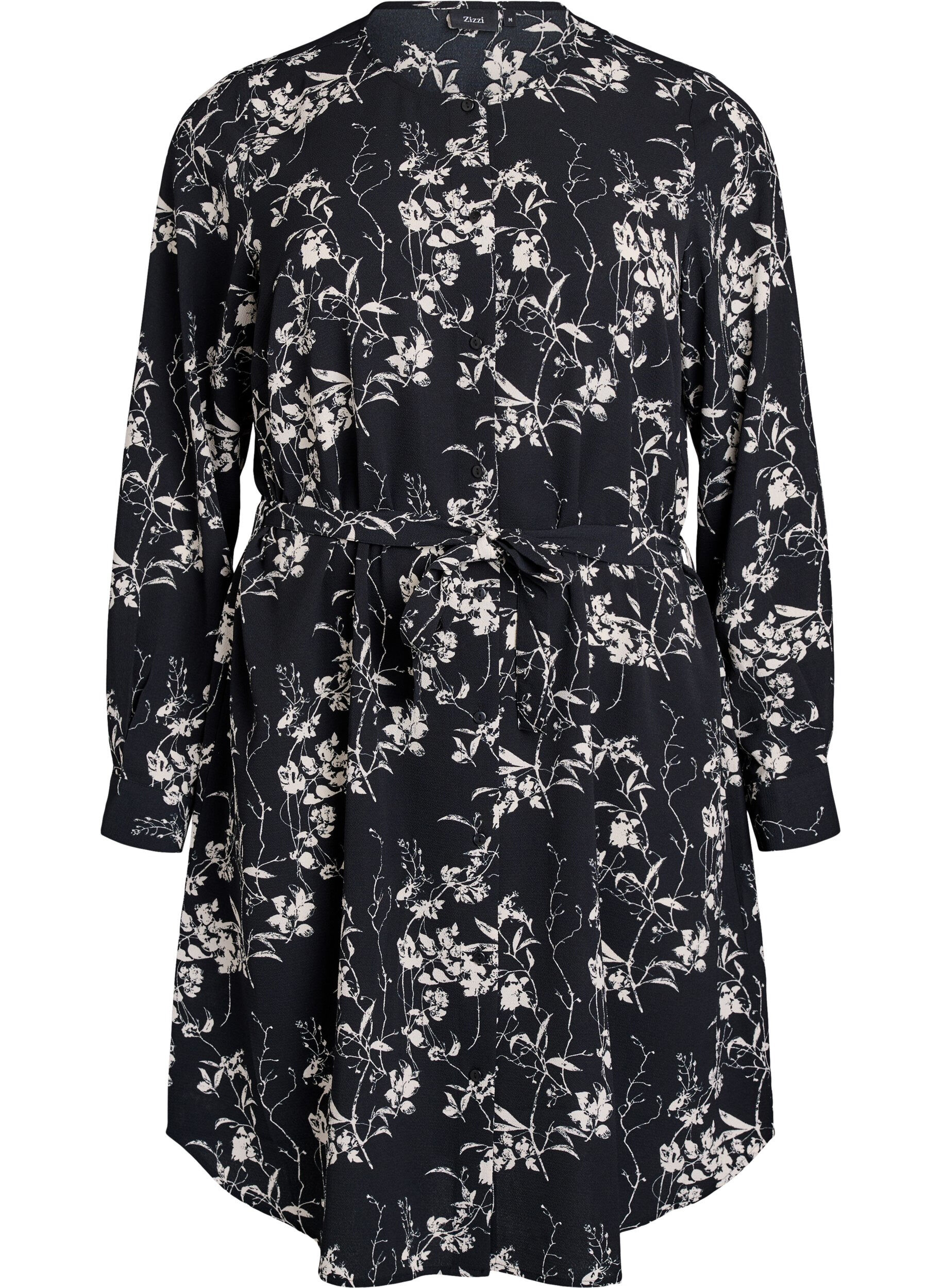 Pitk&auml;hihainen paitamekko solmittavalla vy&ouml;ll&auml;