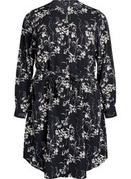 Pitkähihainen paitamekko solmittavalla vyöllä, Musta