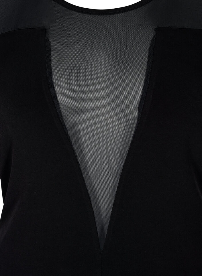 Tyköistuva body mesh-kankaalla, Black, Packshot image number 2