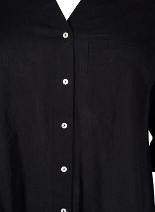 Napitettava paitapusero puuvilla-pellavasekoitetta, Black, Packshot image number 2
