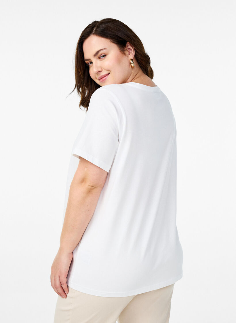 T-paita orgaanisesta puuvillasta kukkaprintillä, B. White w. Flower, Model image number 1