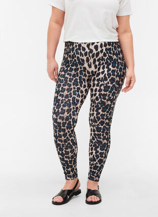 Pitkät legginsit leopardikuosilla, Black Leo AOP, Model image number 1